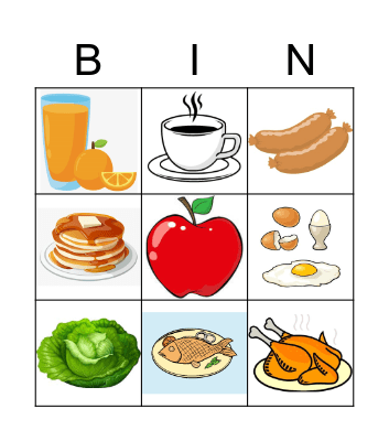 Food Bingo Card