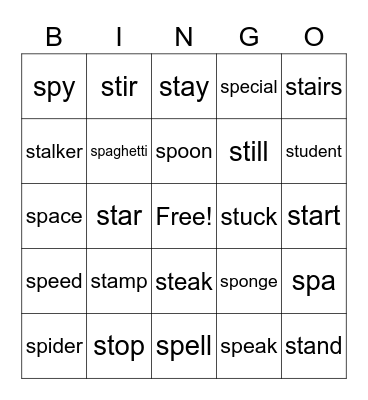 Phonic Bingo Card