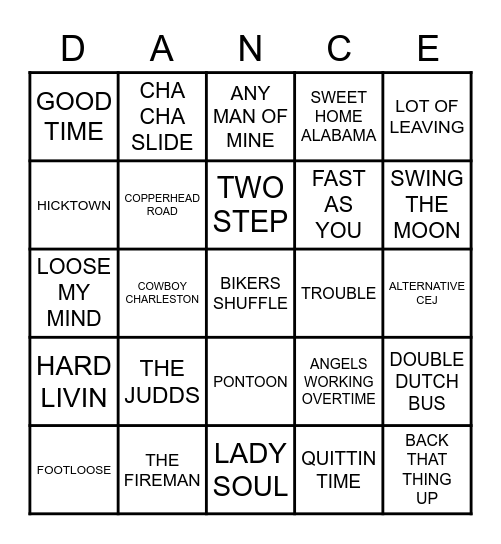 LETS DANCE 2.0 Bingo Card