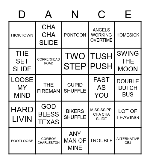 LETS DANCE 2.0 Bingo Card