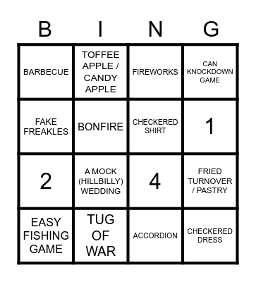 St John Festival Bingo Card