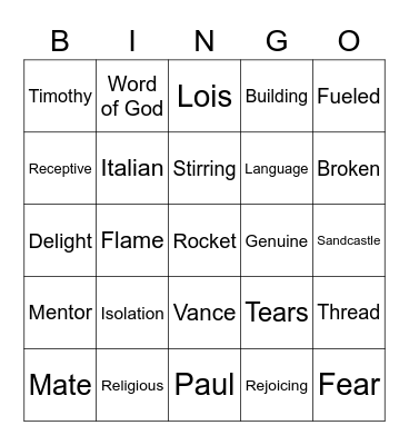 Pastor Danny Guglielmucci Bingo Card