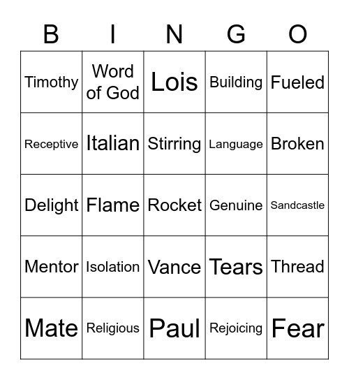Pastor Danny Guglielmucci Bingo Card