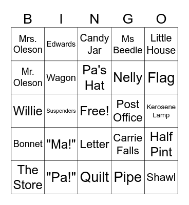 Little House Bingo Card