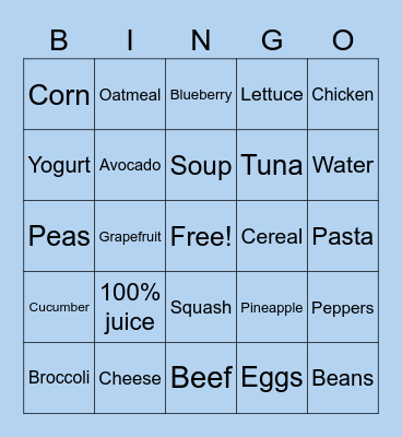 Food Bingo Card