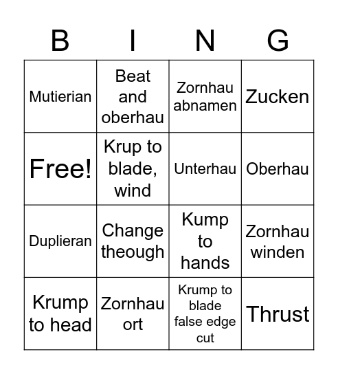 HEMA Bingo Card