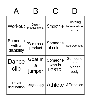 Social Media Bingo Card