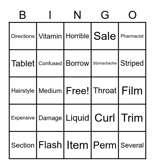 Vocabulary Bingo Card