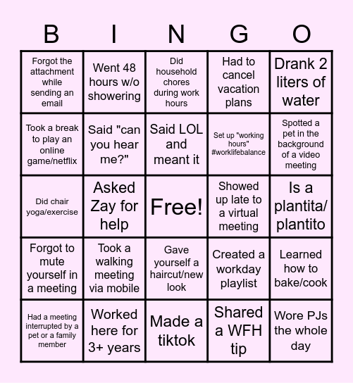 TOD BINGO Card