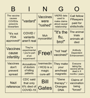 Antivaxxer Bingo! Bingo Card