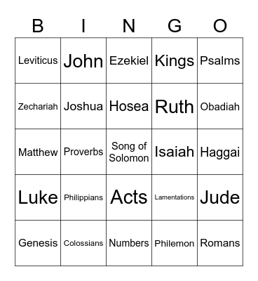 Bible Books Bingo Card