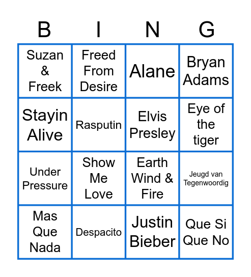 ZIN MUZIEKBINGO! Bingo Card