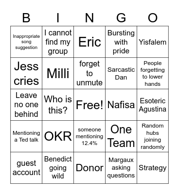 Programme Week Bingo Card
