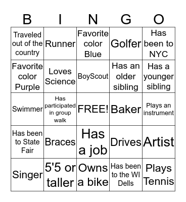 Maddie's Birthday Bash Bingo Card