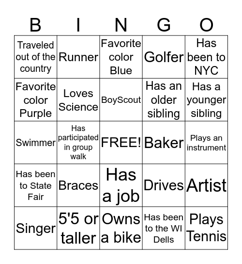 Maddie's Birthday Bash Bingo Card