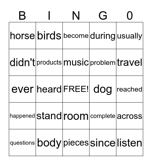 Fry Words: Jon Bingo Card