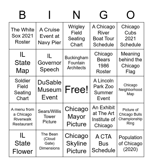 ECS Chicago - Internet Scavenger Hunt Bingo Card