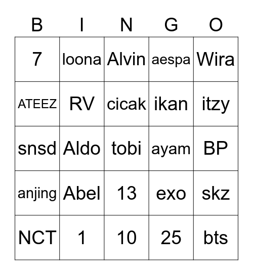 VAO BINGO Card