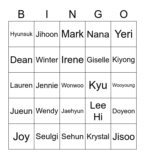 Seulgom Bingo Card