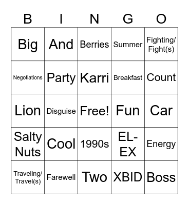 Karri's bingo Card
