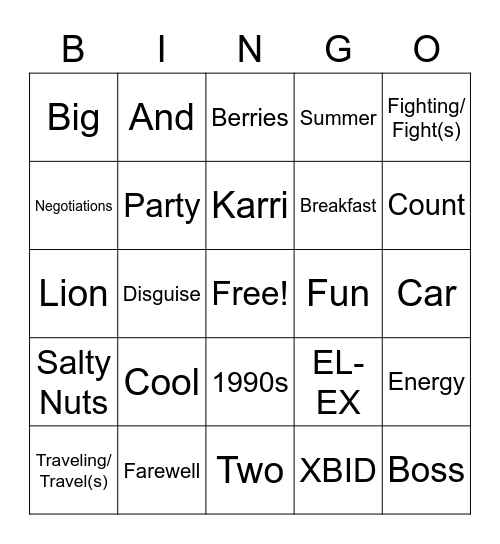 Karri's bingo Card