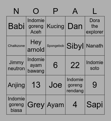 Bingo sama Sibyl Bingo Card