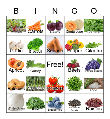 Edible Parts of Plantsble Bingo Card