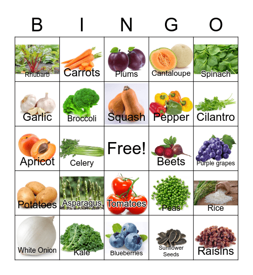 Edible Parts of Plantsble Bingo Card