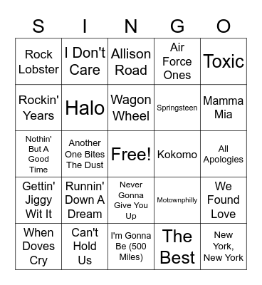 Allison's Singo 2 Bingo Card