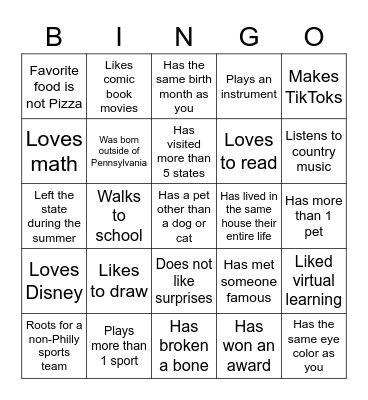 WVMS Forum Bingo Card