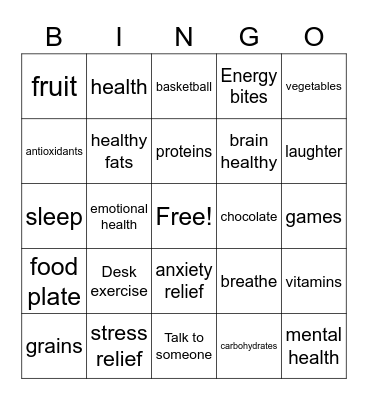 Health Bingo Card