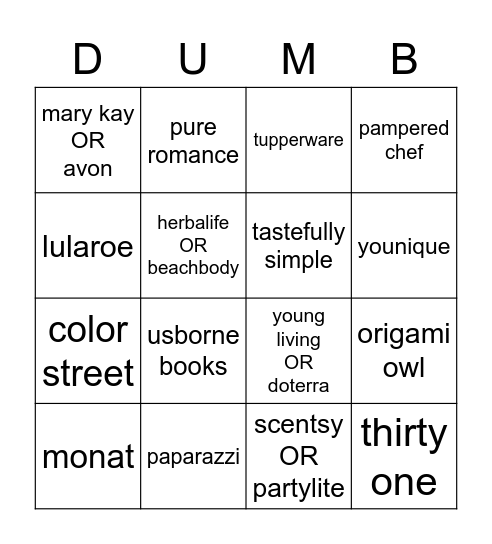This is not a Yard Sale Bingo Card