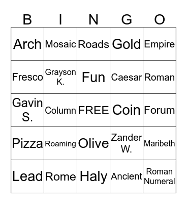 April 2015 Bingo Card
