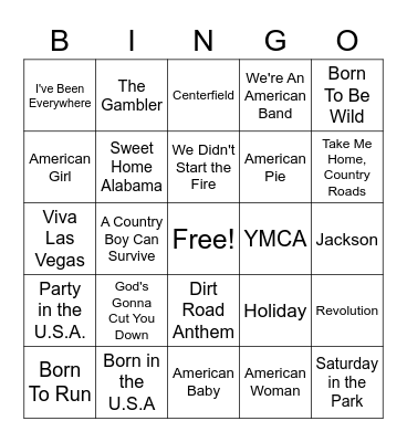 America SINGO Bingo Card