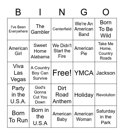 America SINGO Bingo Card