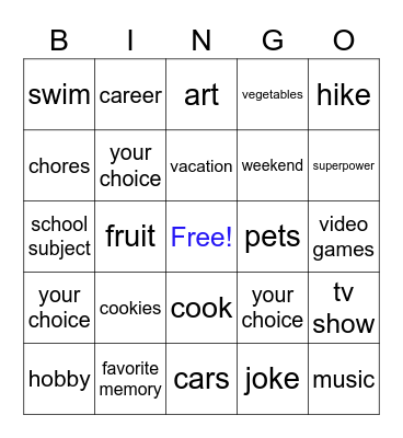 CONVERSATION BINGO Card