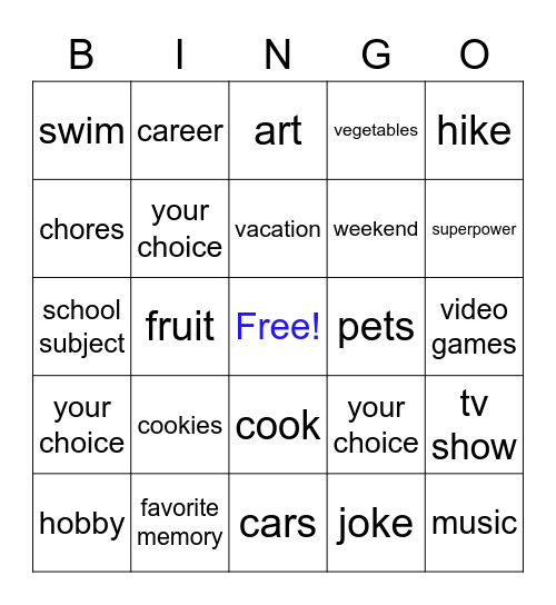 CONVERSATION BINGO Card