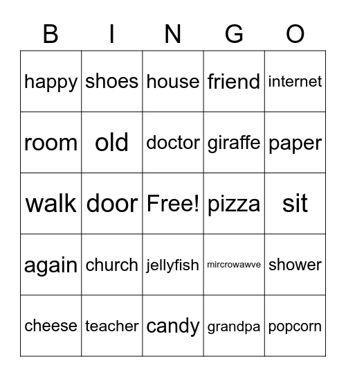 UB Bingo Card