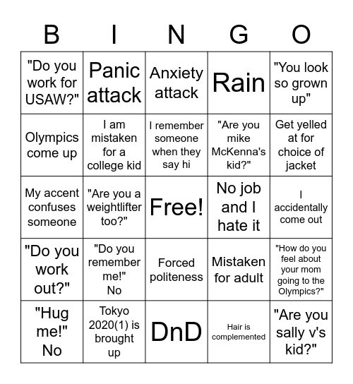 Nationals Week 2021 Lucy Bingo Card