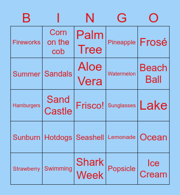 Summer Bingo! Bingo Card