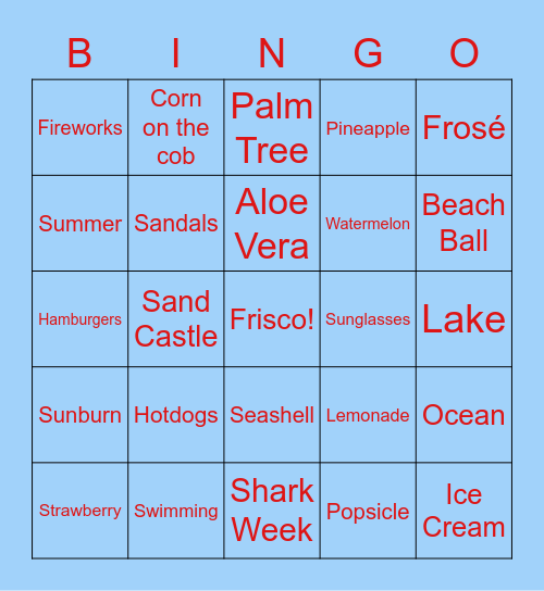 Summer Bingo! Bingo Card
