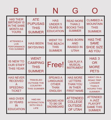 Find someone who... Bingo Card