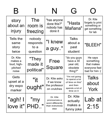 NASC Class Bingo Card