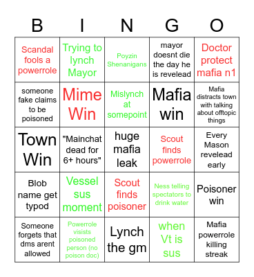 Hollow Knight Mafia Bingo Card