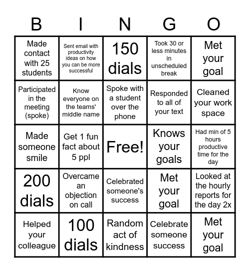 Education Bingo Card