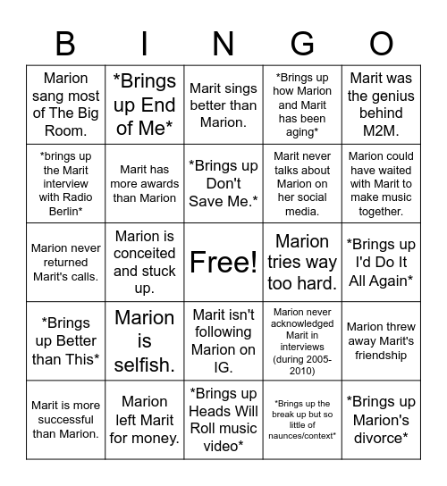 12+ long years...12+ YEARS. Bingo Card