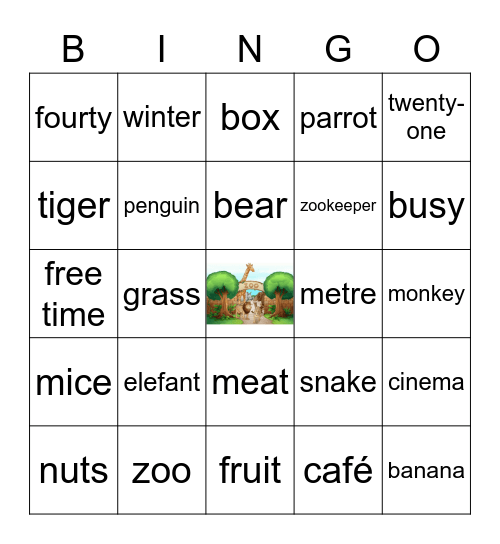 RL 1 U3, At the Zoo Bingo Card