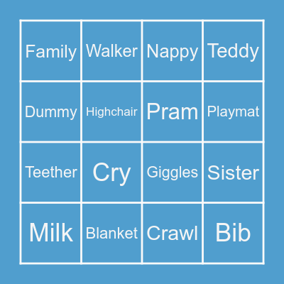 Sian's Adoption Shower Bingo Card