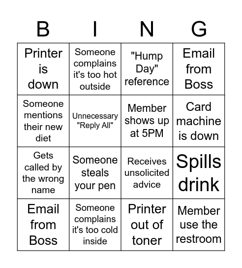 OFFICE Bingo Card