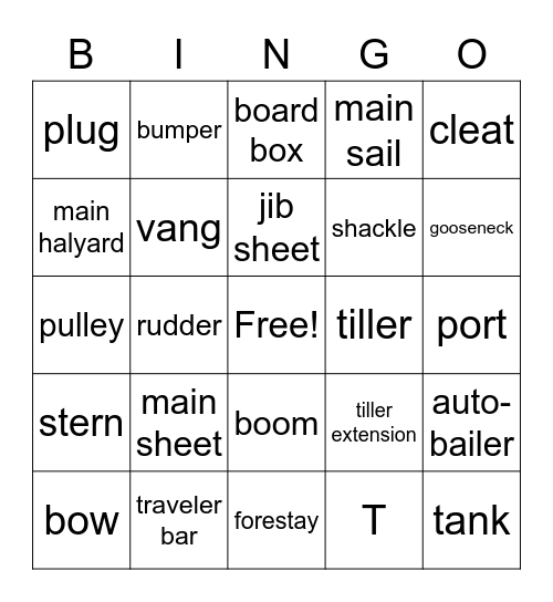 Boat Part Bingo Card